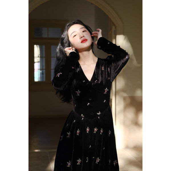 Collectif vintage callie quilted velvet swing shop coat