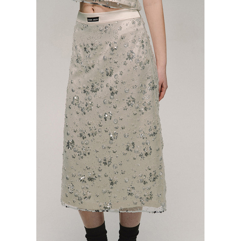 Camisole and Long Skirt with Jeweled Flowers