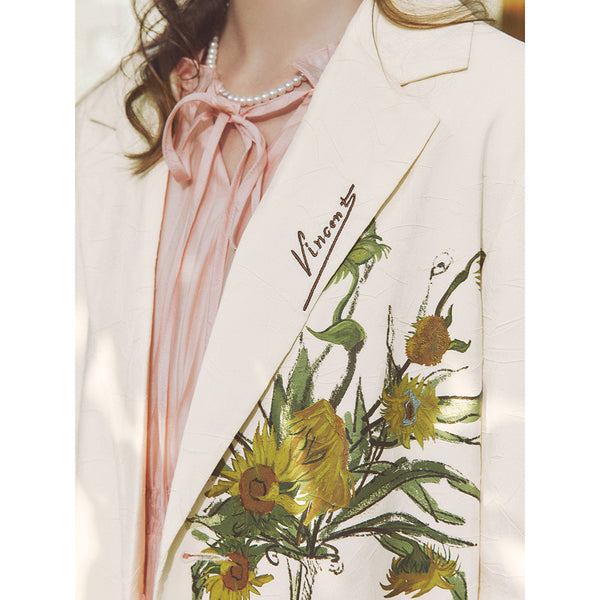 花瓶の向日葵の油彩画ジャケット