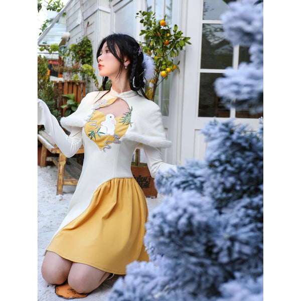 OZZ ON JAPAN 紅葉風靡 キャミワンピ 青 ロリィタ 中華 チャイナ Ozz On Japan】チャイナワンピ&振袖ブラウス(帯風コルセット付