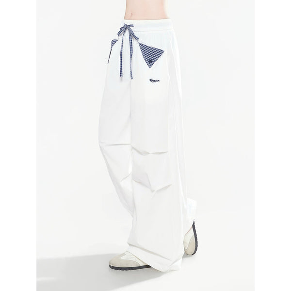 ヴェロフォンナ　フリンジホワイトパンツ Navy Check White Wide Pants – ManusMachina