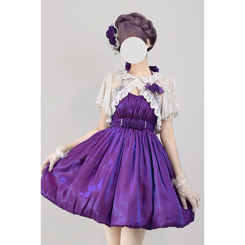 本紫のお嬢様ジャンパースカートと刺繍ボレロ