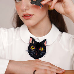黒猫の刺繍チョーカー