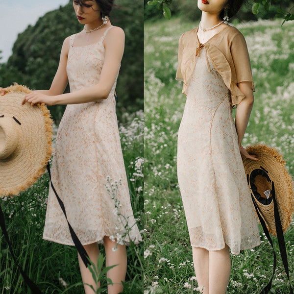 Moonlight floral embroidery cheongsam dress