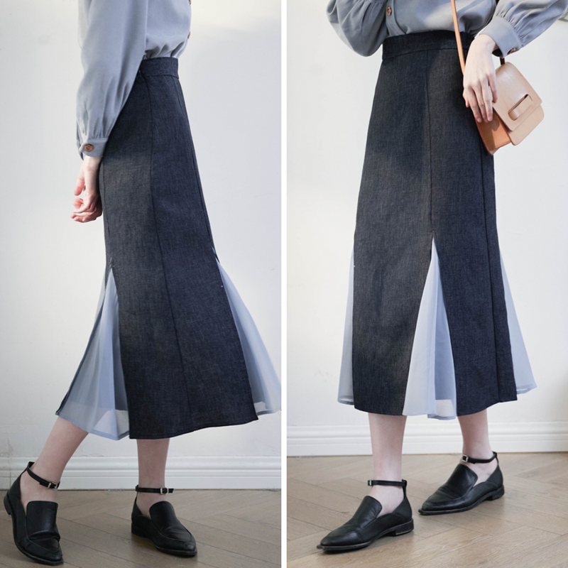 Gray Navy Mermaid Skirt