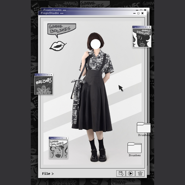 Girl's high waist strap skirt
