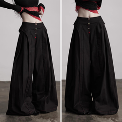 Planet Button Black Wide Pants