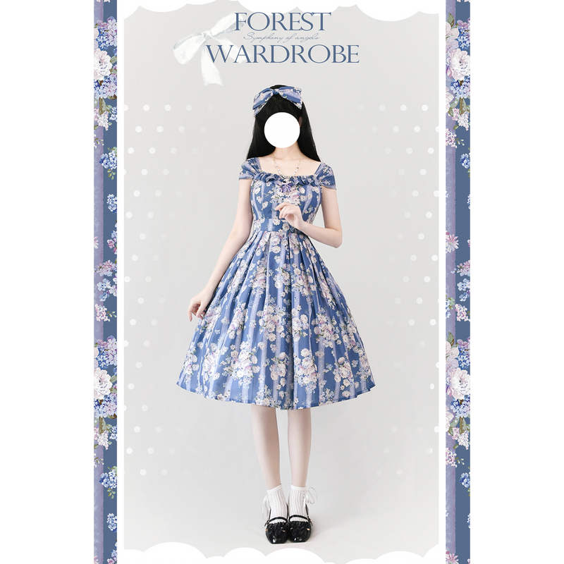 Hydrangea watercolor dress and bolero cardigan [Planned to be shipped from late April to early May 2023]