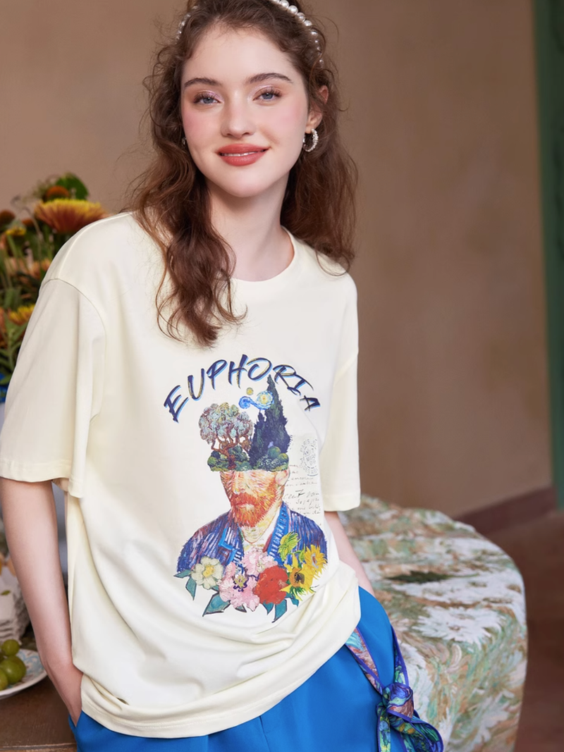 ゴッホの自画像のコラージュTシャツ