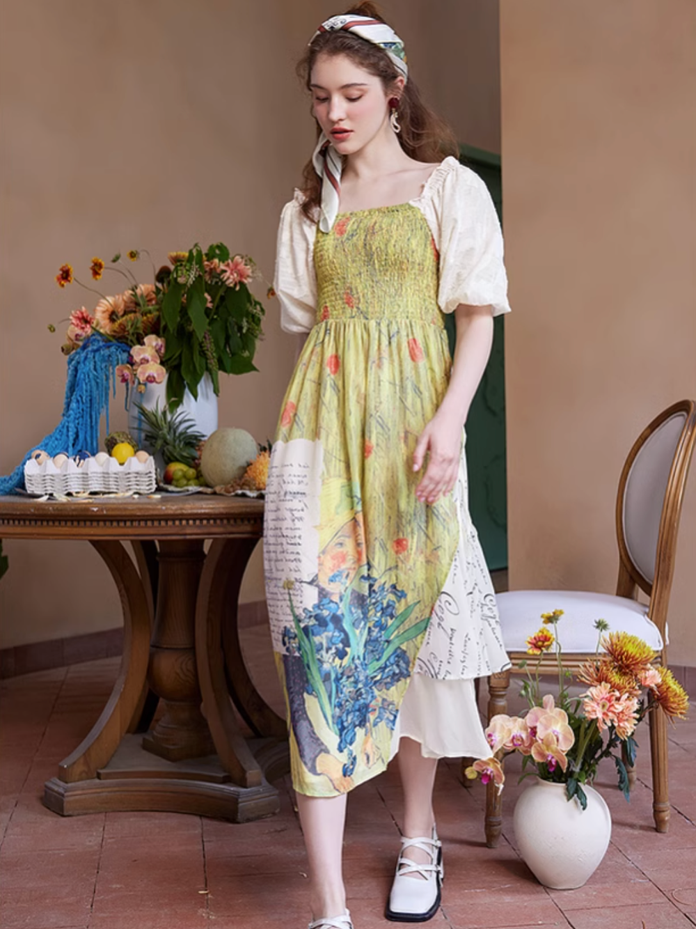 オーヴェルの教会とアイリスの花のワンピース – ManusMachina