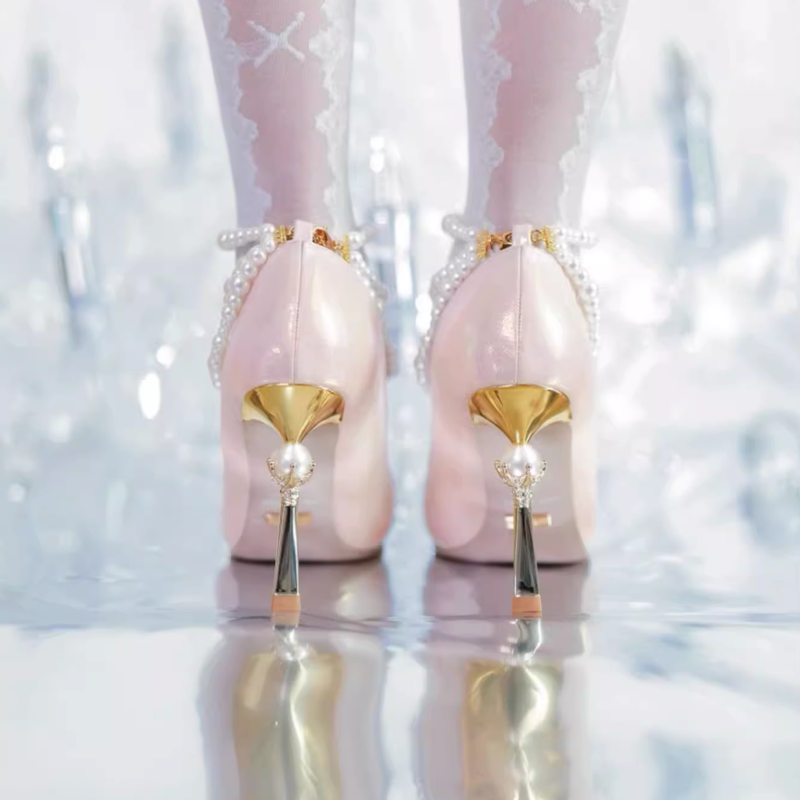 Goddess Hera's Stiletto Heel Pointed Toe Pumps - Pink White[2025年3月下旬-4月下旬発送予定]