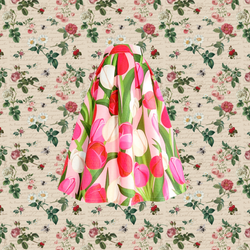 チューリップの花柄ヘップバーンスカート