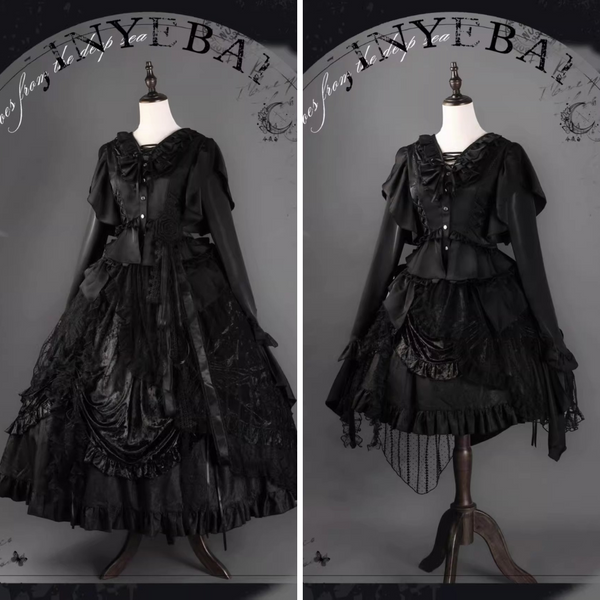 伯爵令嬢のヴィクトリアンテールブラウスとコルセットスカート - Black[2025年10月上旬-10月下旬発送予定]