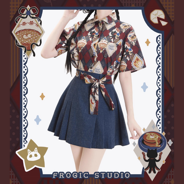 お茶会のお嬢様のプリーツスカート - Navy