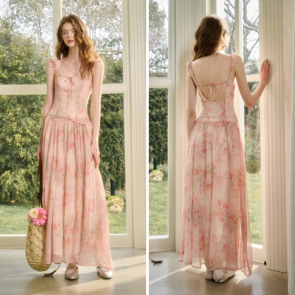 Flowers in Oil Long Dress