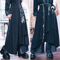 漆黒の蛇鱗ワイドドレープパンツ