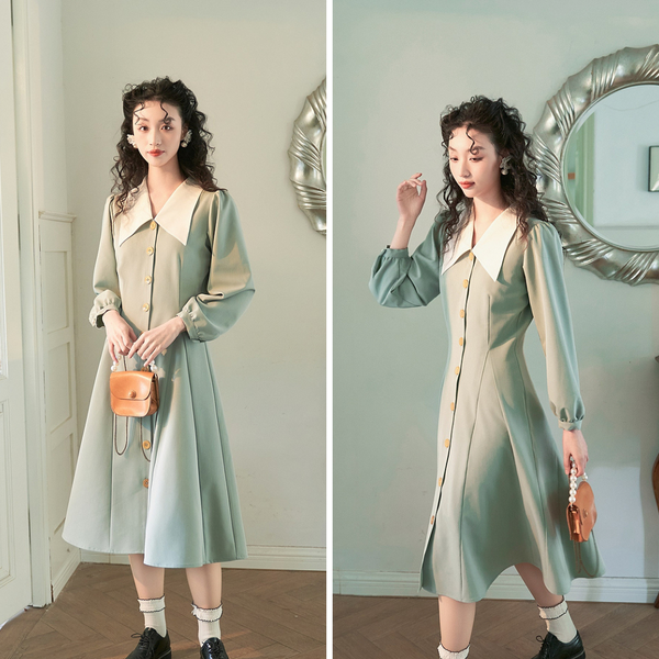 Pale Green French Retro Dress