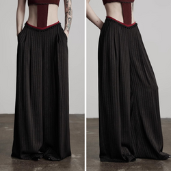 Black Striped Wide Pants