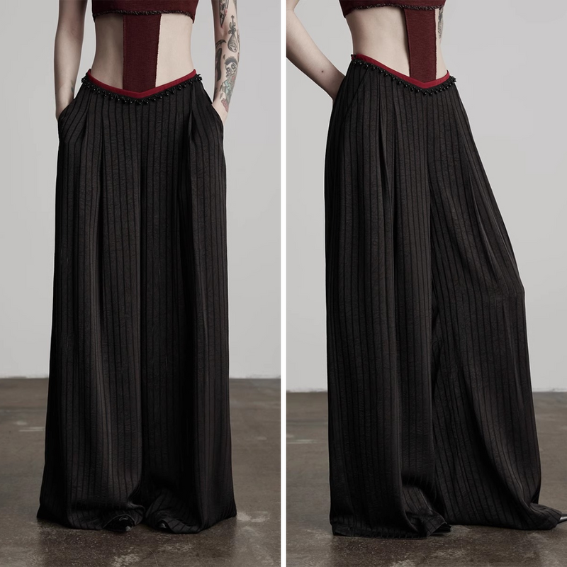Black Striped Wide Pants