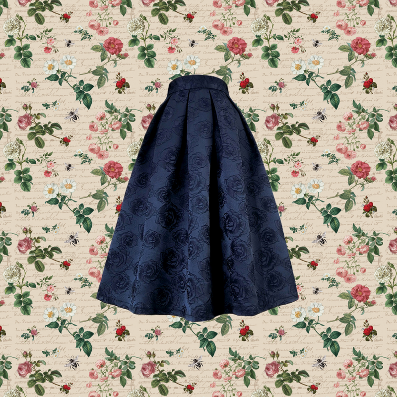黒 バラ柄 スカート-