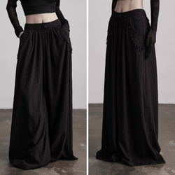 Stone Pendant Black Wide Pants