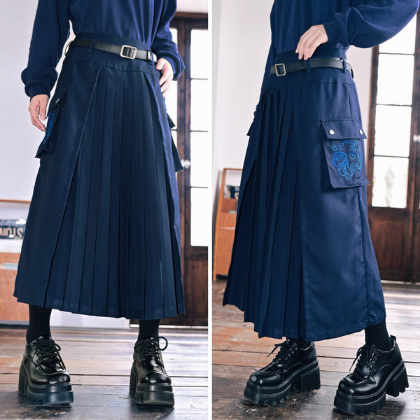 海月の刺繍ワークプリーツスカート