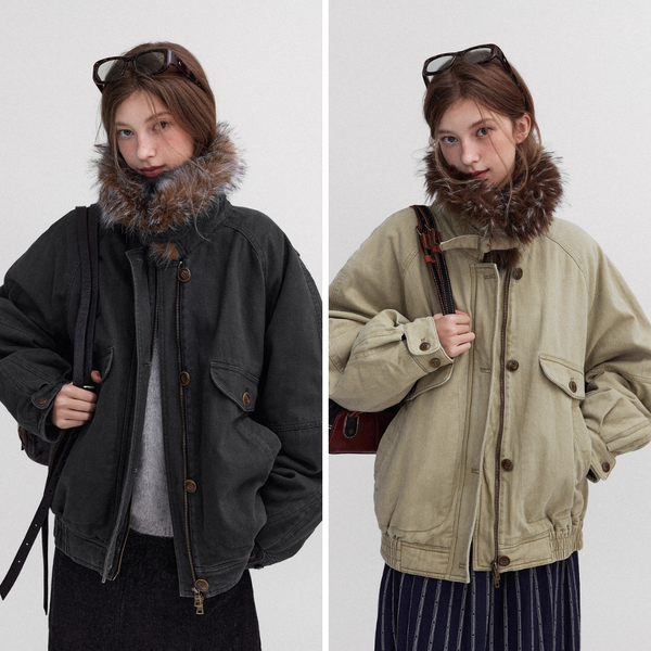 Oversized Retro Fur Work Jacket