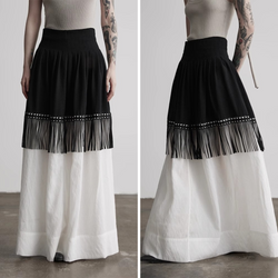 Black and White Fringe Long Skirt