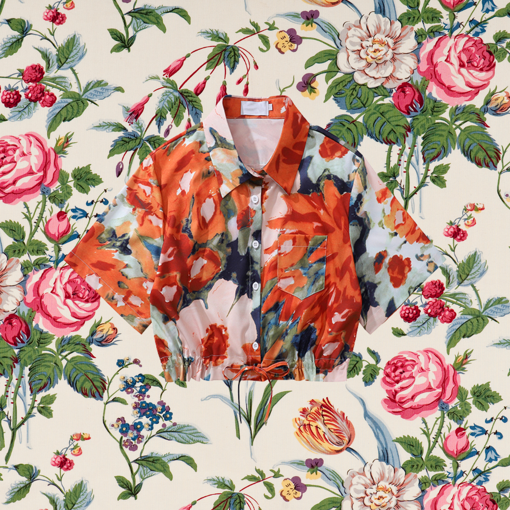 【CARAME】vintage floral print ブラウス 4Y CARAME】vintage floral print ブラウス 4Y