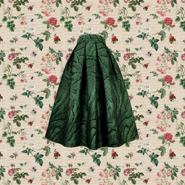 深緑の幾何学柄ヘップバーンスカート
