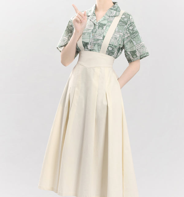 Girl's high waist strap skirt