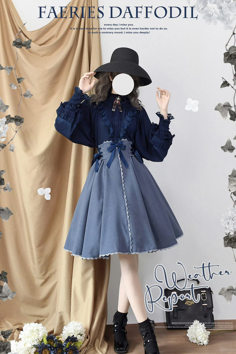 Dark indigo lady's corset ribbon skirt [scheduled to be shipped from late May to early June 2023]