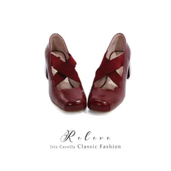 Releve Cross Strap Heel Pumps - Wine Red[2025年7月上旬-8月上旬発送予定]