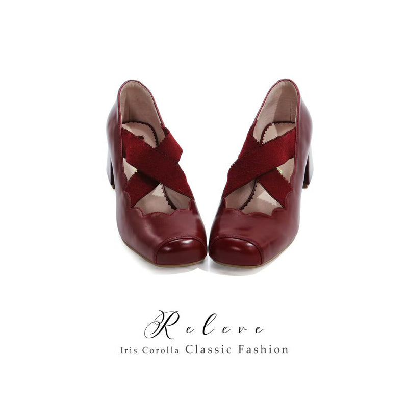 Releve Cross Strap Heel Pumps - Wine Red[2025年7月上旬-8月上旬発送予定]