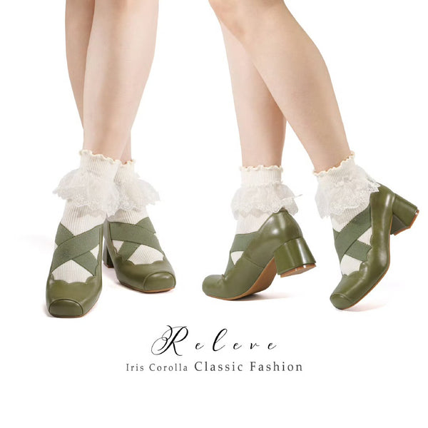 Releve Cross Strap Heel Pumps - Forest Green[2025年7月上旬-8月上旬発送予定]