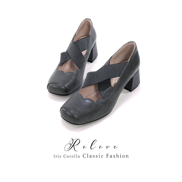 Releve Cross Strap Heel Pumps - Dark Gray[2025年7月上旬-8月上旬発送予定]