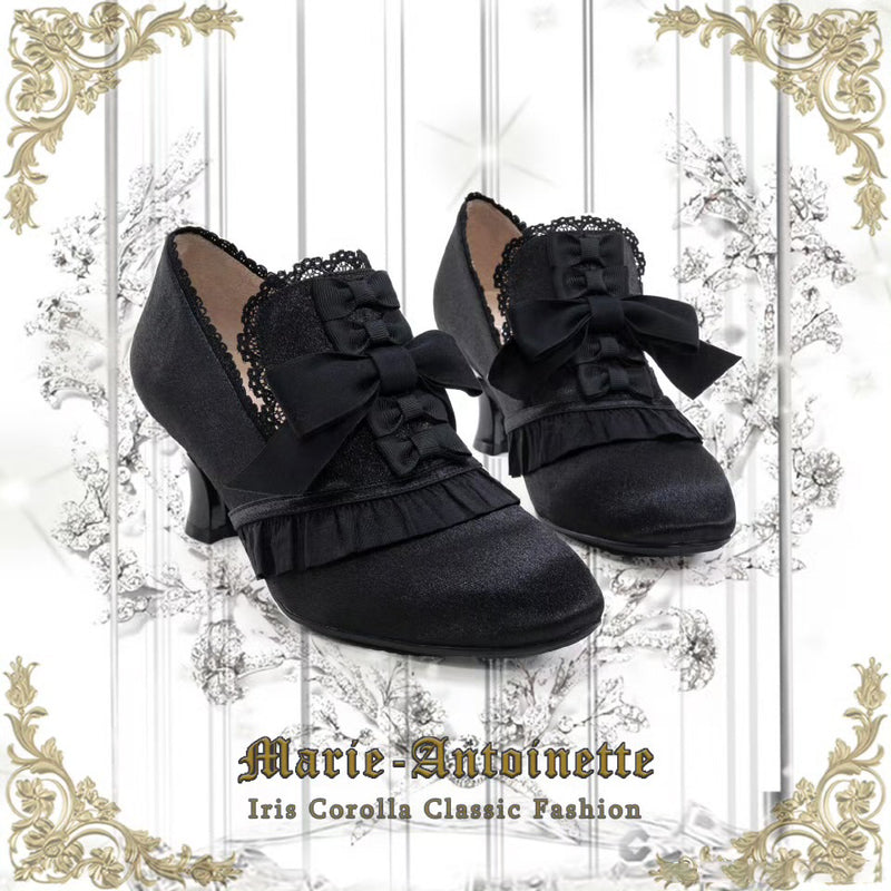 Marie Antoinette Satin Ribbon Heel Pumps - Black Diamond[2025年7月下旬-8月中旬発送予定]