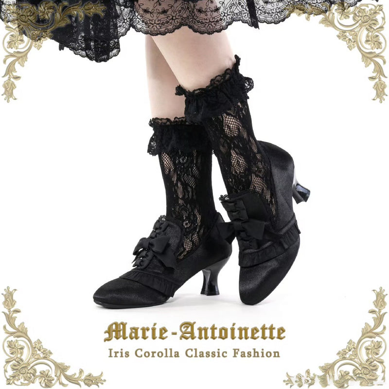 Marie Antoinette Satin Ribbon Heel Pumps - Black Diamond[2025年7月下旬-8月中旬発送予定]