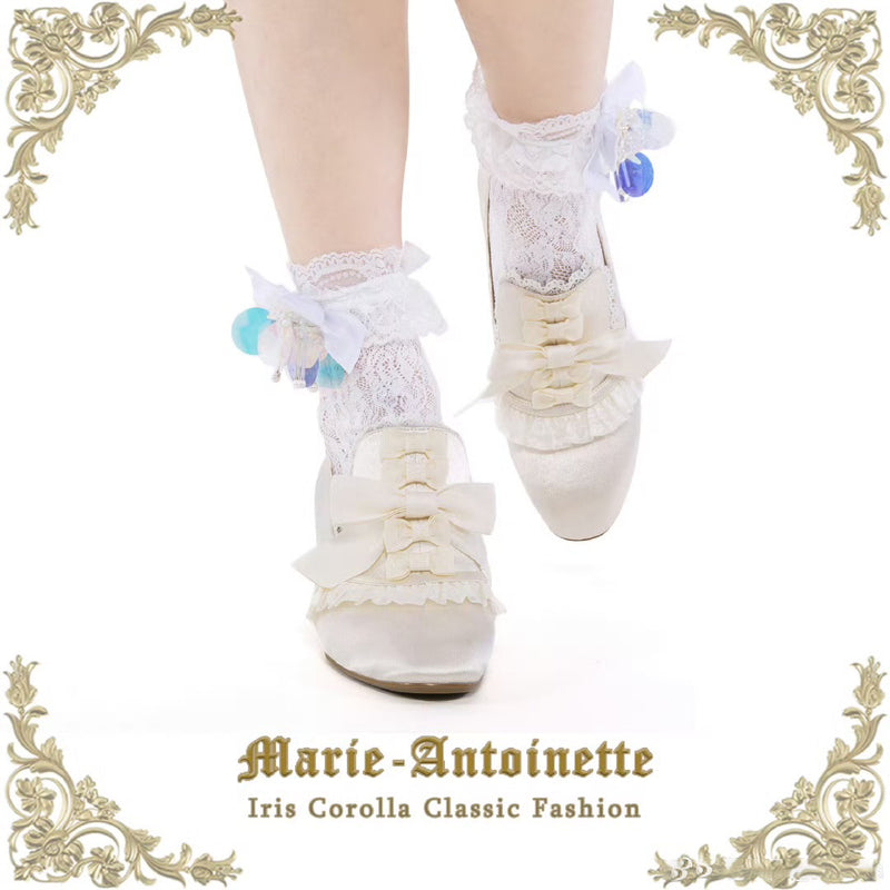 Marie Antoinette Satin Ribbon Heel Pumps - Pearl[2025年7月下旬-8月中旬発送予定]