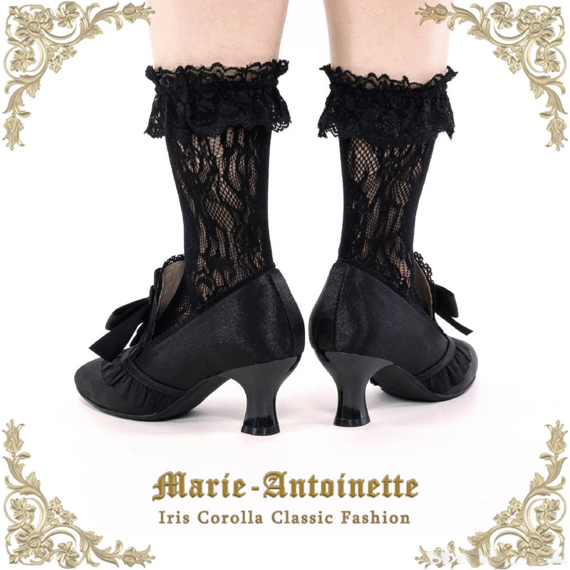 Marie Antoinette Satin Ribbon Heel Pumps - Black Diamond[2025年7月下旬-8月中旬発送予定]