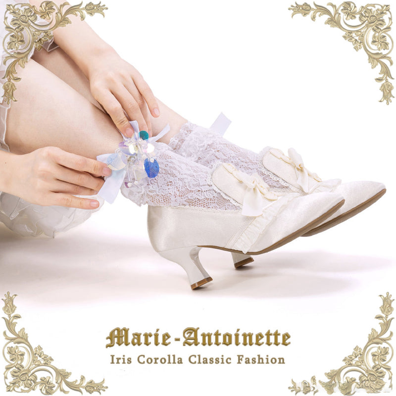 Marie Antoinette Satin Ribbon Heel Pumps - Pearl[2025年7月下旬-8月中旬発送予定]