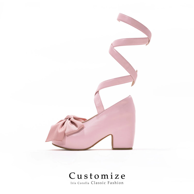 Ribbon Strap Platform Heel Pumps - Pink[2025年10月下旬-11月中旬発送予定]