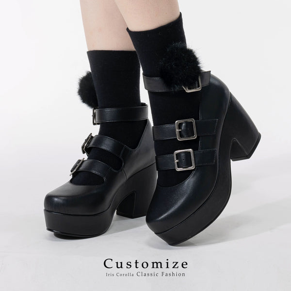Classic Platform Buckle Loafers - Black[2025年10月下旬-11月中旬発送予定]