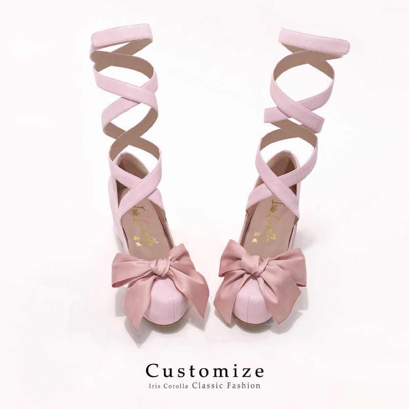 Ribbon Strap Platform Heel Pumps - Pink[2025年10月下旬-11月中旬発送予定]
