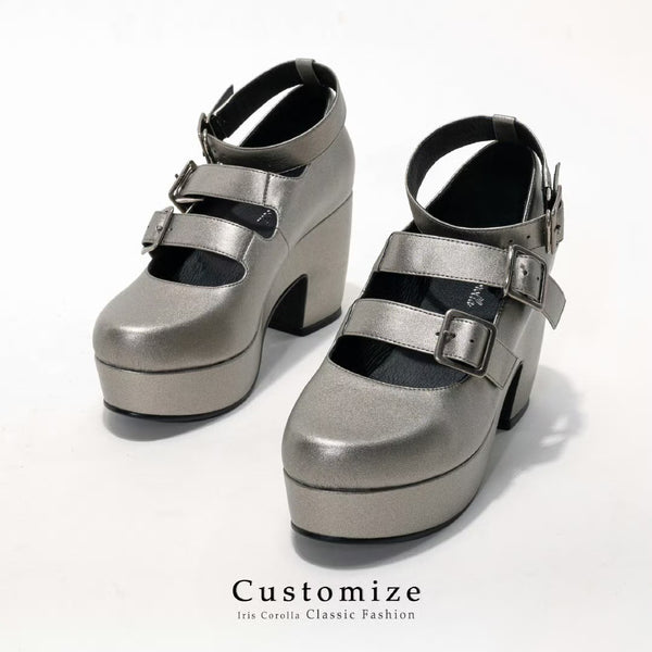 Classic Platform Buckle Loafers - Silver Gray[2025年10月下旬-11月中旬発送予定]