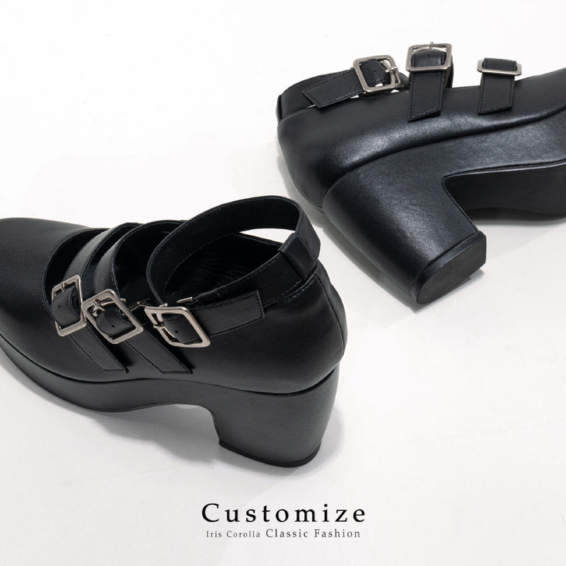 Classic Platform Buckle Loafers - Black[2025年10月下旬-11月中旬発送予定]