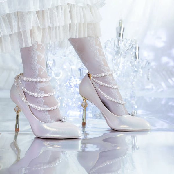 Goddess Hera's Stiletto Heel Pointed Toe Pumps - Pearl White[2025年3月下旬-4月下旬発送予定]