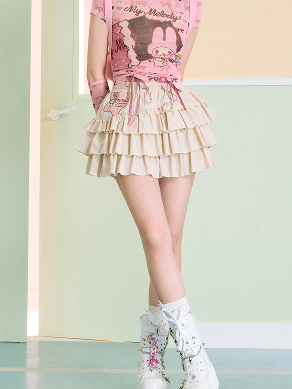 My Melody short polo knit and arm warmers
