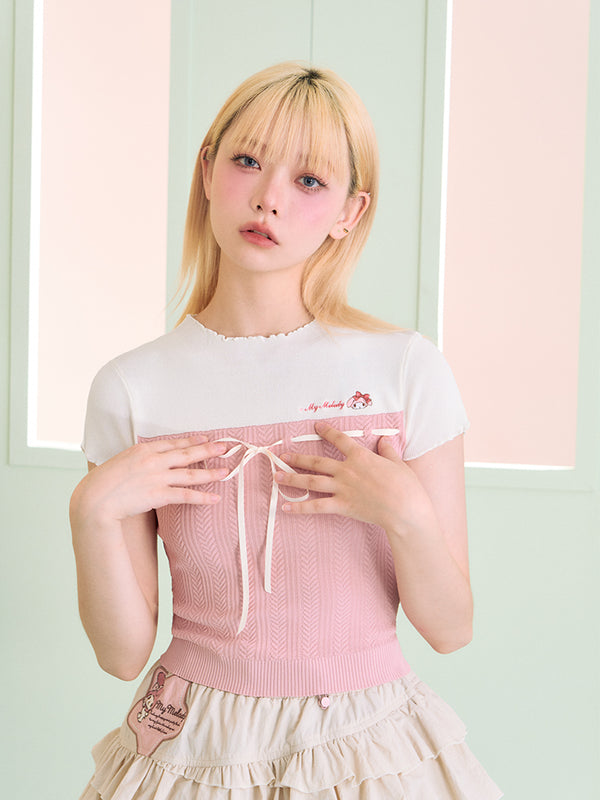 My Melody short polo knit and arm warmers