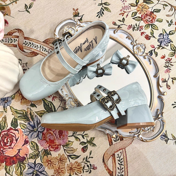 Ribbon Classical Mary Jane Shoes - Sky Blue[2026年3月上旬-3月下旬発送予定]